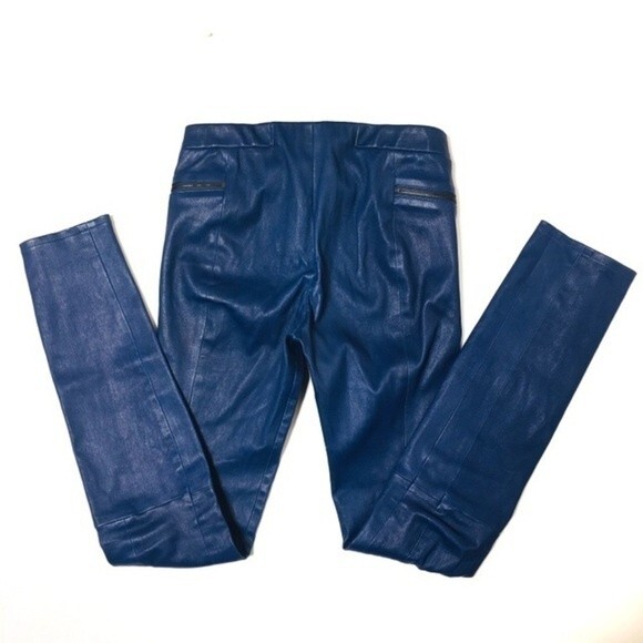 J Brand Blue Minette Lambskin Leather Skinny Pants - Picture 6 of 8